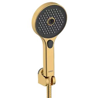 MFS-GG-10 Three Function Hand Shower, Shower Tube With Hook Set (Glossy Gold Finish)