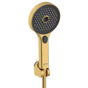 MFS-GG-10 Three Function Hand Shower, Shower Tube With Hook Set (Glossy Gold Finish)
