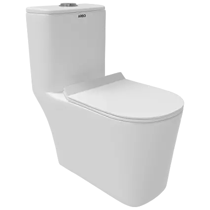 OPC-31213PP Kia Single Flush Siphonic S Trap (9" Inch) One Piece Closet With Soft Close Seat Cover, Hinges, Fixing Accessories Set and Accessories Set, Cistern Fittings
