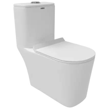 OPC-31213PP Kia Single Flush Siphonic S Trap (9" Inch) One Piece Closet With Soft Close Seat Cover, Hinges, Fixing Accessories Set and Accessories Set, Cistern Fittings