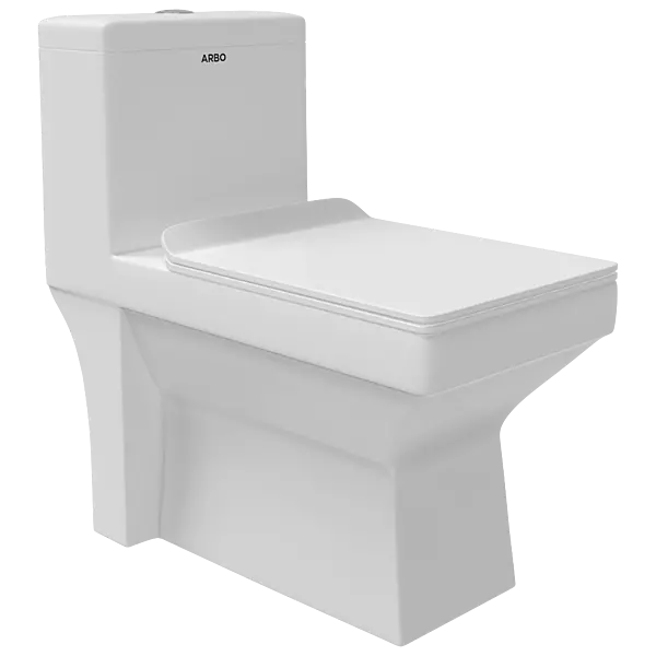OPC-10113PP Neo Washdown S Trap (9" Inch) One Piece Closet With Soft Close Seat Cover With Hinges, Fixing Accessories Set and Accessories Set, Cistern Fittings