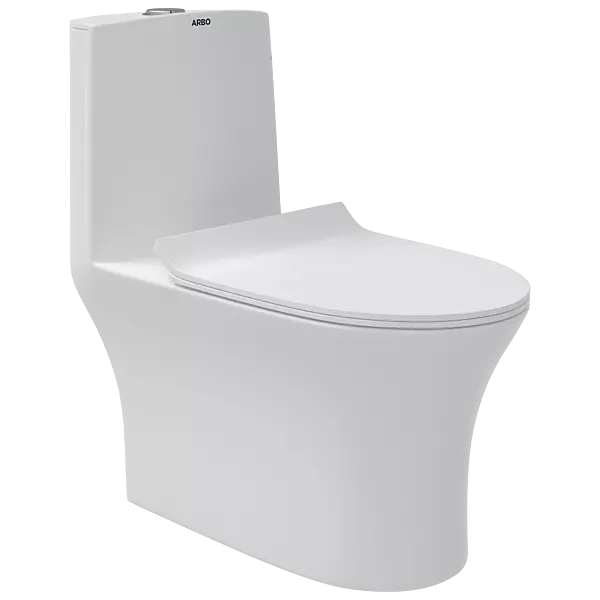 OPC-21211PP Prime Siphonic S Trap (9" Inch) One Piece Closet With Soft Close Seat Cover With Hinges, Fixing Accessories Set and Accessories Set, Cistern Fittings