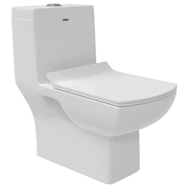 OPC-23111PP Solo Washdown S Trap (9" Inch) One Piece Closet With Soft Close Seat Cover, Hinges, Fixing Accessories Set and Accessories Set, Cistern Fittings