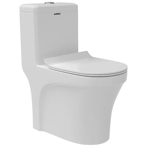 OPC-25211PP Cosmo Siphonic S Trap (9" Inch) One Piece Closet With Soft Close Seat Cover With Hinges, Fixing Accessories Set and Accessories Set, Cistern Fittings