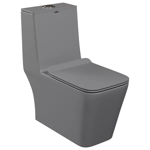 OPC-AG-29211PP Lavish Siphonic S Trap (9" Inch) One Piece Closet With Soft Close Seat Cover With Hinges, Fixing Accessories Set and Accessories Set, Cistern Fittings Armani Grey