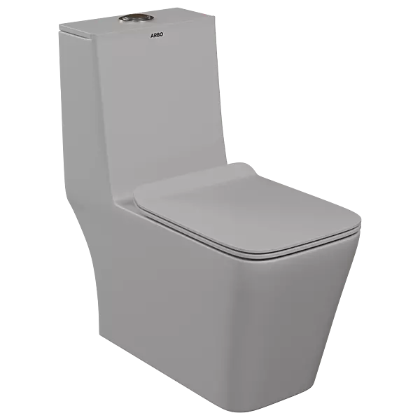 OPC-EG-29211PP Lavish Siphonic S Trap (9" Inch) One Piece Closet With Soft Close Seat Cover With Hinges, Fixing Accessories Set and Accessories Set, Cistern Fittings Emporio Grey