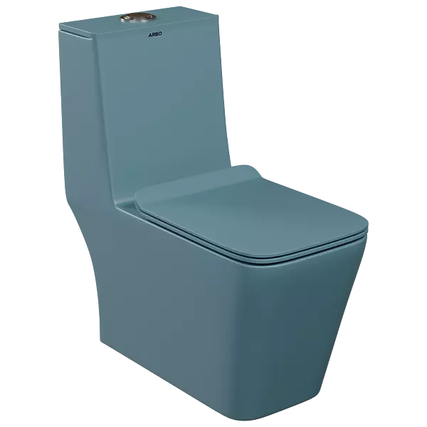 OPC-LU-29211PP Lavish Siphonic S Trap (9" Inch) One Piece Closet With Soft Close Seat Cover With Hinges, Fixing Accessories Set and Accessories Set, Cistern Fittings Luxe Blue