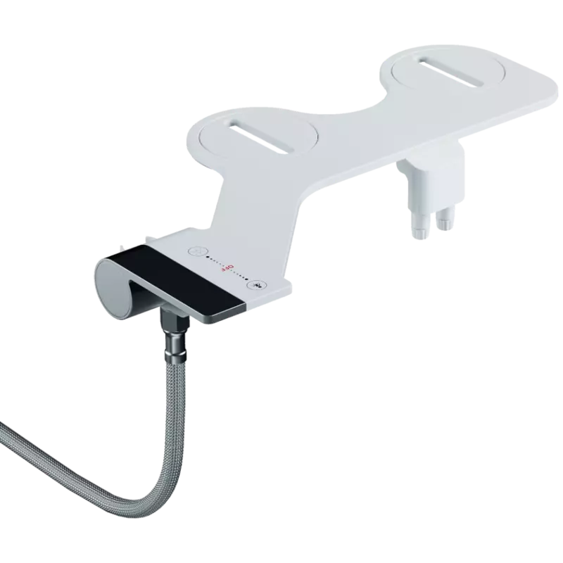 ALD-17 Ultra Slim, Non Electric Toilet Bidet Attachment with Dual Self Cleaning Nozzles, Front & Rear Wash, One Knob Control & Integrated Hook