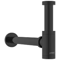 AC-MB-36 Brass Round Bottle Trap With Long Wall Connection Pipe & Wall Flange (Matt Black)