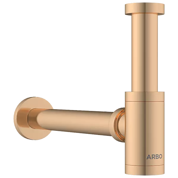 AC-RG-36 Brass Round Bottle Trap With Long Wall Connection Pipe & Wall Flange