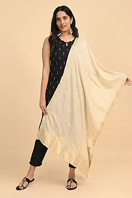 Women Woven Design Jacquard Shawl-SS