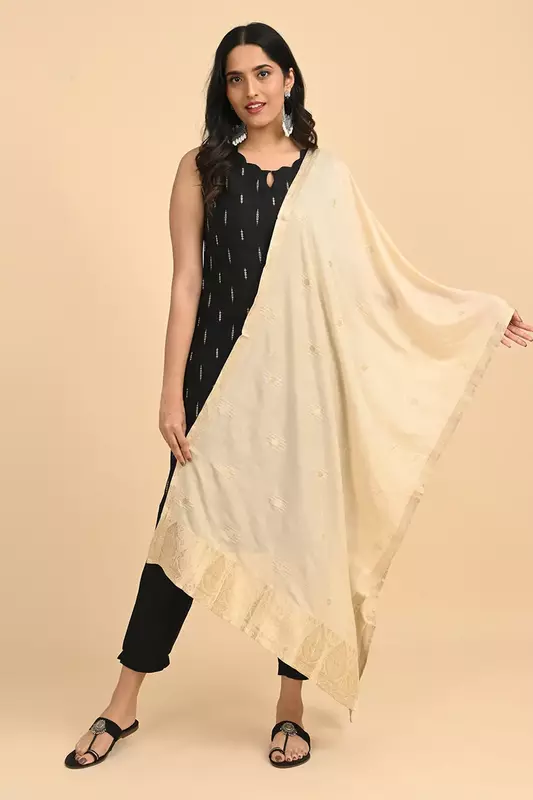Women Woven Design Jacquard Shawl-SS