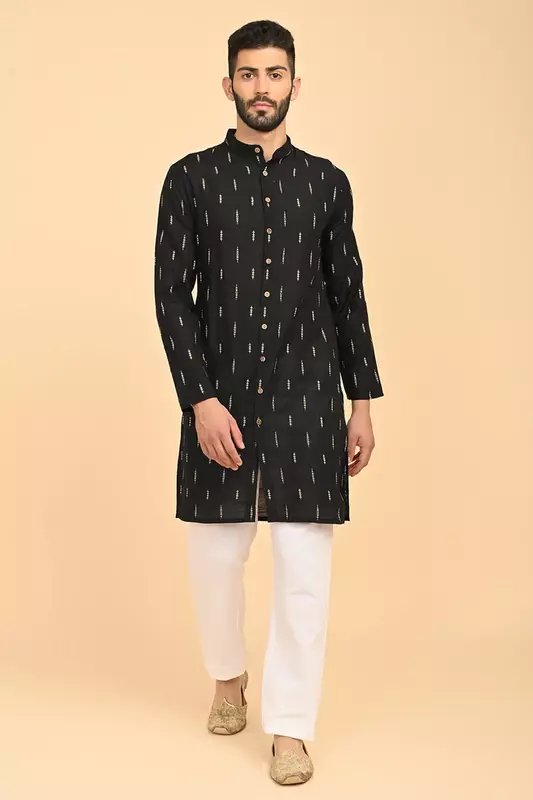 Men Jacquard Full Open Long Kurta