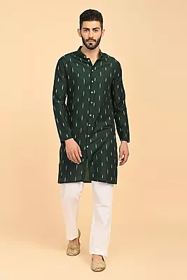 Men Jacquard Full Open Long Kurta