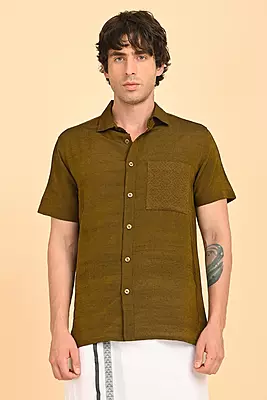 Men Short Sleeve Ethnic Shirt