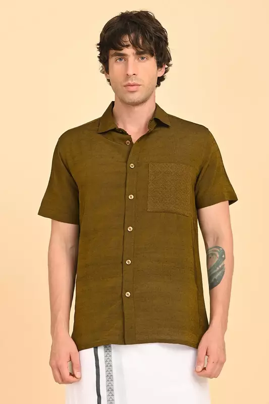 Men Short Sleeve Ethnic Shirt