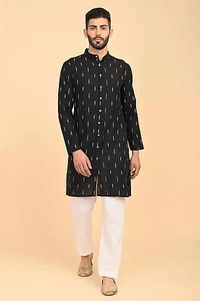 Men's Jacquard Full Open Long Kurta