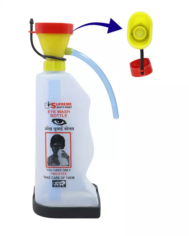 Eye wash bottle | 500ml capacity | Drain pipe and stand | Pack of 3