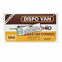 HMD Dispo Van Syringe with Needle 20ml 21G | Sterile Disposable Luer Slip Syringe | Box of 25