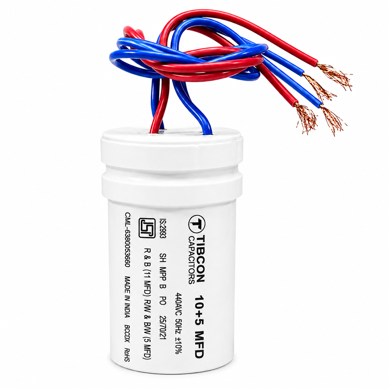 TIBCON 10+5 MFD Washing Machine Dual Capacitor