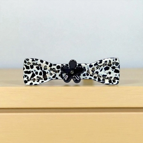 Acetate Hair Barrette with Floral Accent