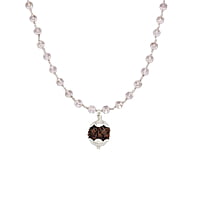 Silver Capped Spatika Mala with Rudraksha Pendant