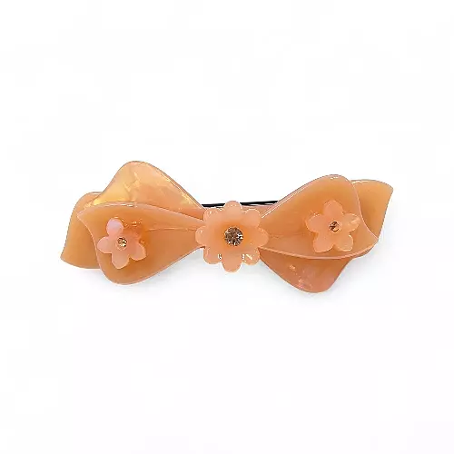 Elegant Peach Bow Hair Barrette Clip for Women