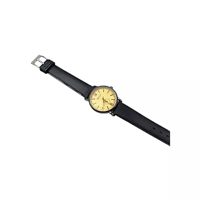 Bolun Men's Classic Gold Dial Watch - Black Leather Strap