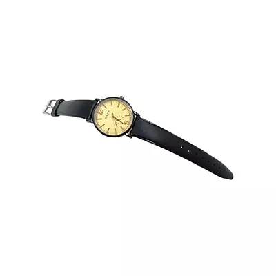 Bolun Men's Classic Gold Dial Watch - Black Leather Strap