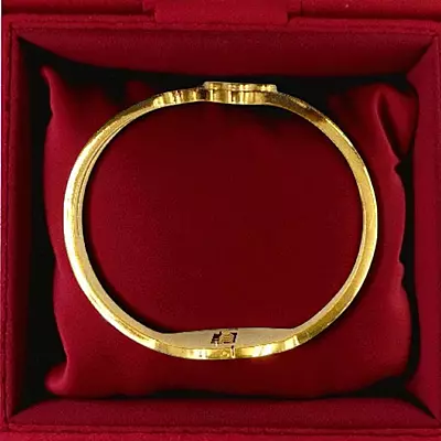 Four-Leaf Clover Bangle Bracelet with Black Enamel and Crystal