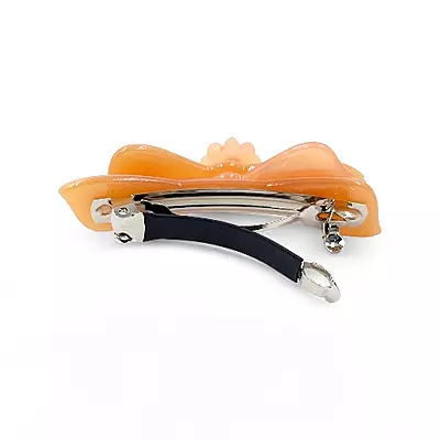 Elegant Peach Bow Hair Barrette Clip for Women