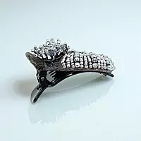 Chic Stripe Hair Claw Clip with Beaded Embellishments