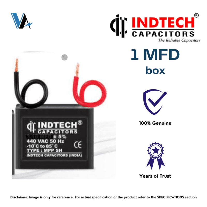 Indtech 1.0 MFD Capacitor for Fan motor