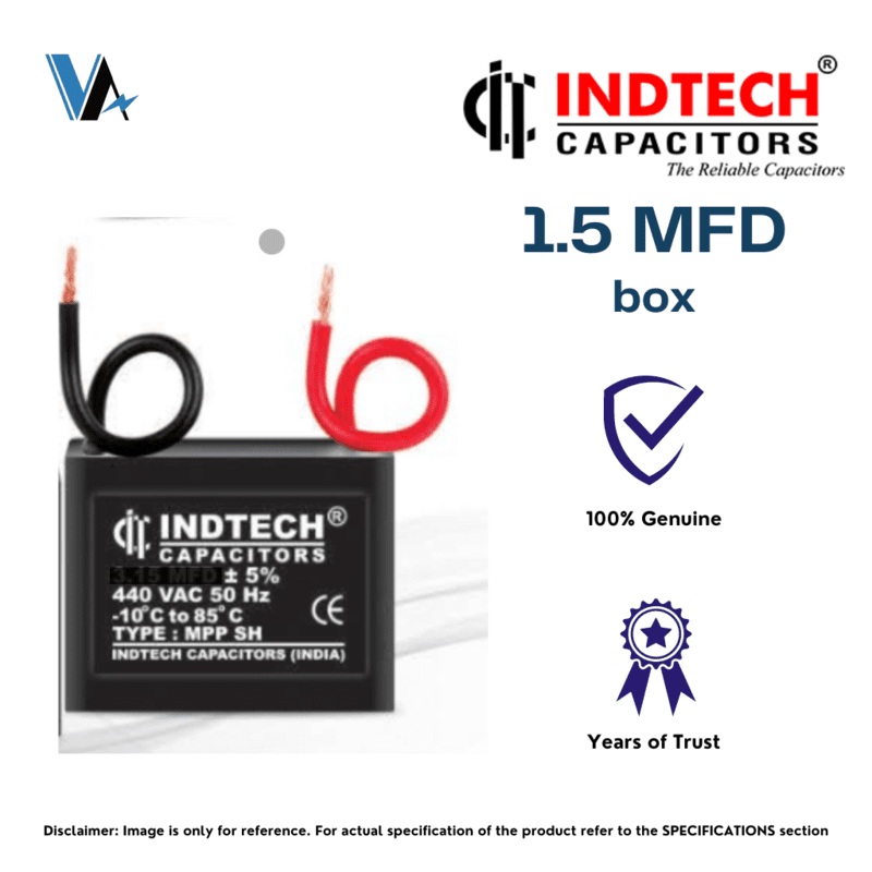 Indtech 1.50 MFD Capacitor for Fan Motor