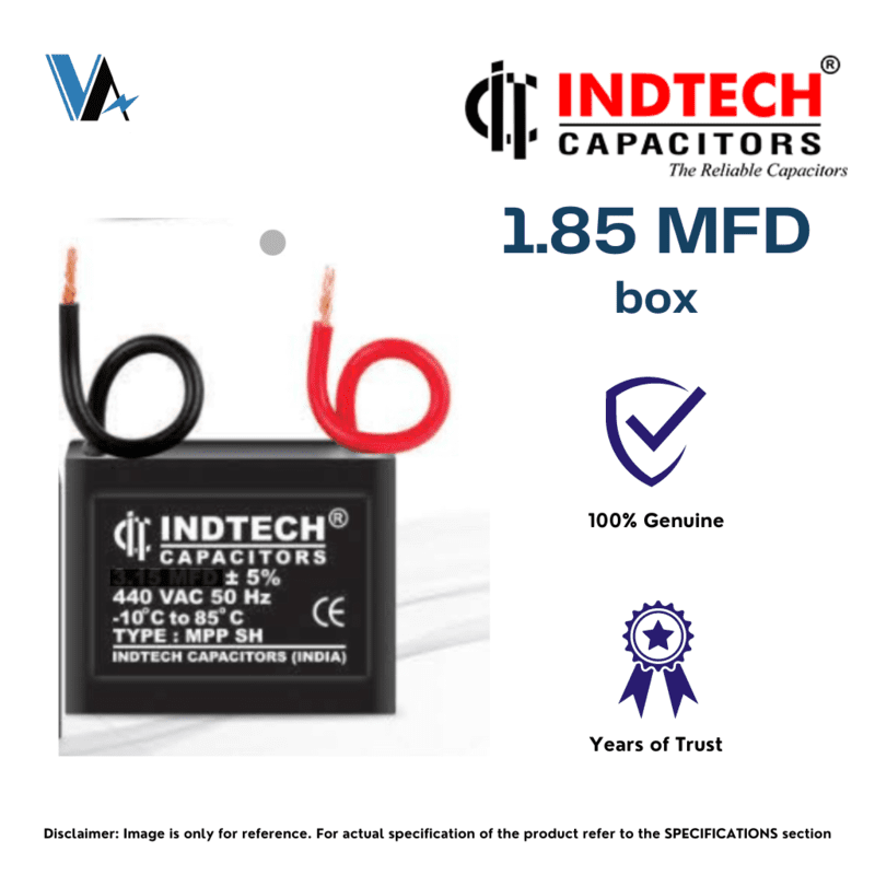 Indtech 1.85 MFD Capacitor for Fan Motor