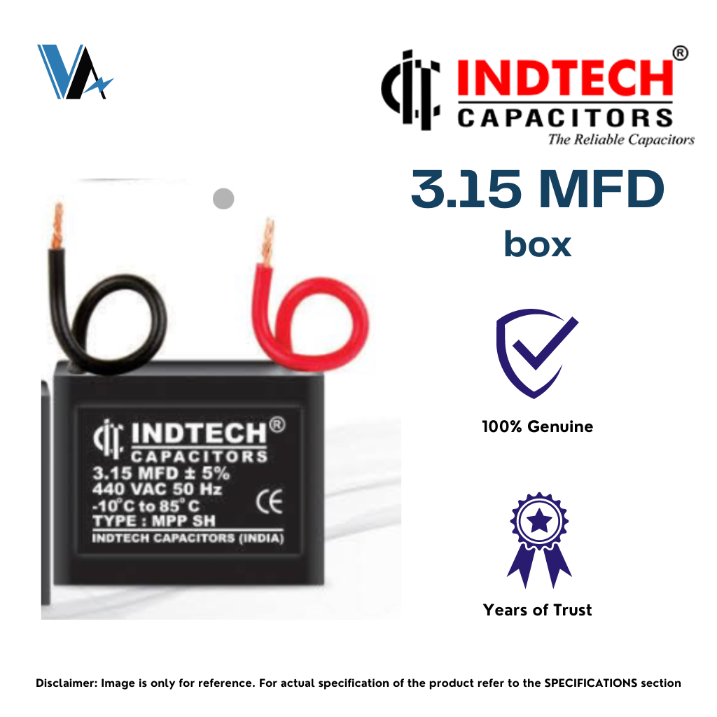 Indtech 3.15 MFD 440 V Fan Capacitor