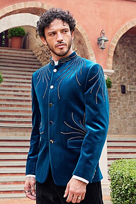Blue Peak Lapel Jodhpuri