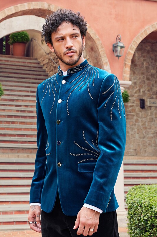 Blue Peak Lapel Jodhpuri