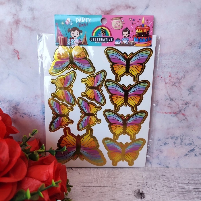 10 Pcs Colorful Butterfly With Stick