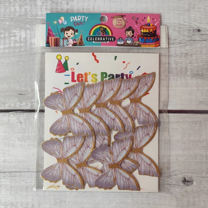 10 Pcs Glitter Purple Butterfly Topper Without Stick