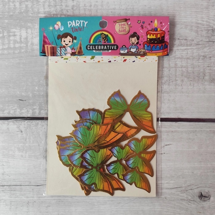 10 Pcs Orange,Green and Blue Butterfly Topper Without Stick
