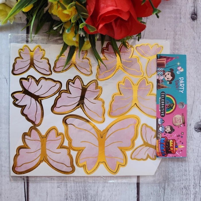 10 Pcs Pink Butterfly With Stick