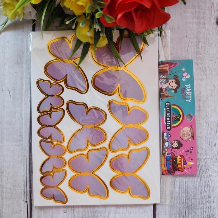 10 Pcs Plain Purple Butterfly Topper With Stick