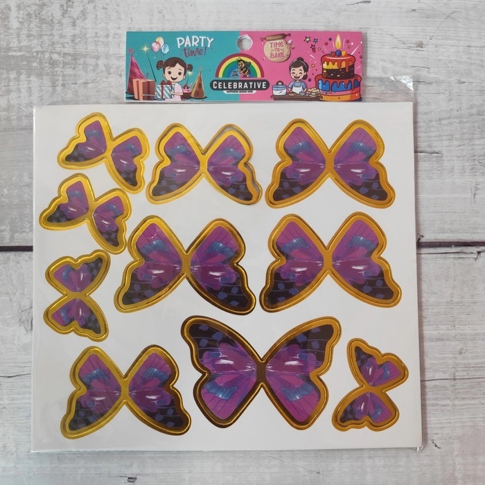 10 Pcs Royal Purple Butterfly Topper With Stick