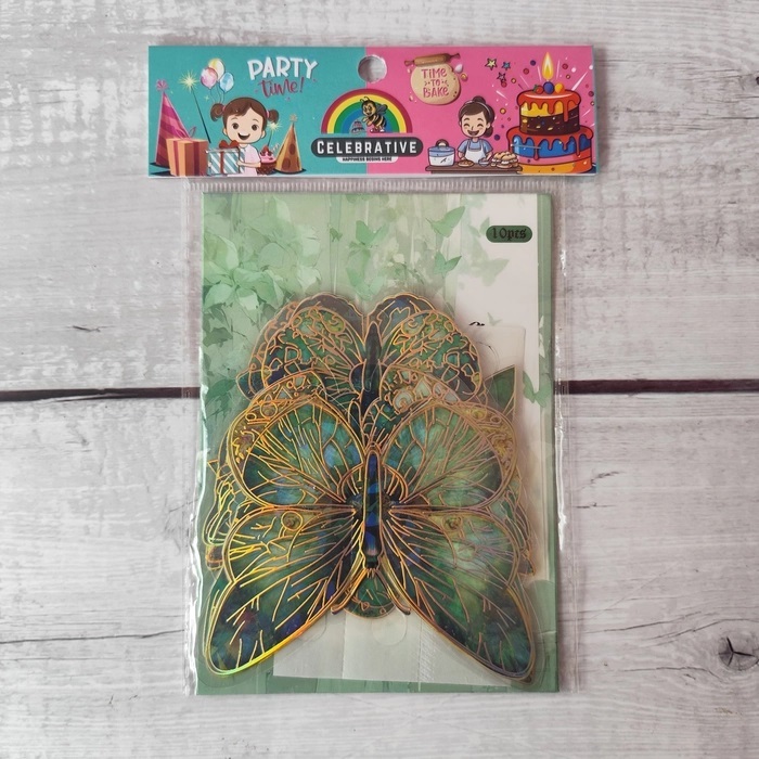 10 Pcs Shiny Green Butterfly Topper Without Stick