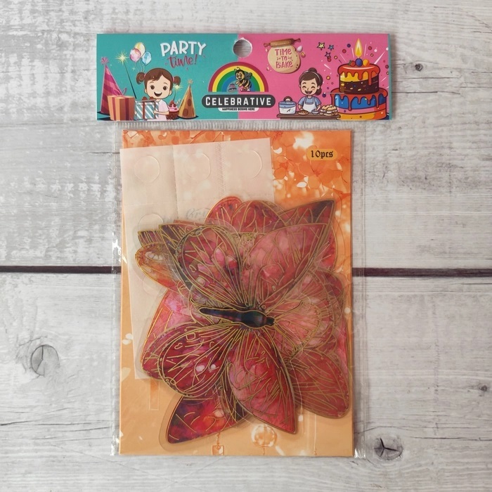 10 Pcs Shiny Orange Butterfly Topper Without Stick