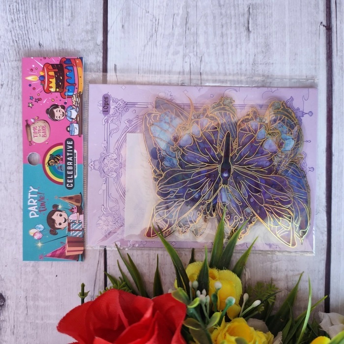 10 Pcs Shiny Purple Butterfly Without Stick