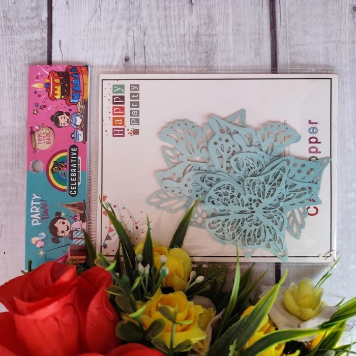 10 Pcs Turquoise Paper Butterfly Topper Without Stick