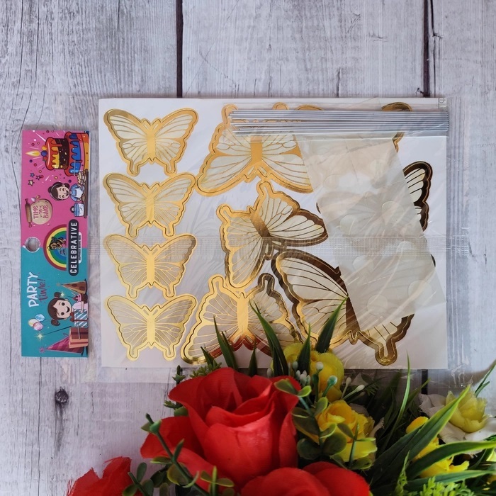 10 Pcs Yellow Butterfly With Stick