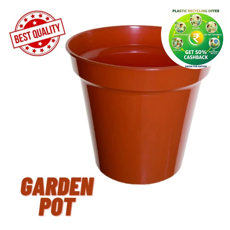 Nursery Flower Pot | 10 Inch Plastic Plant Pot | Red / White / Black